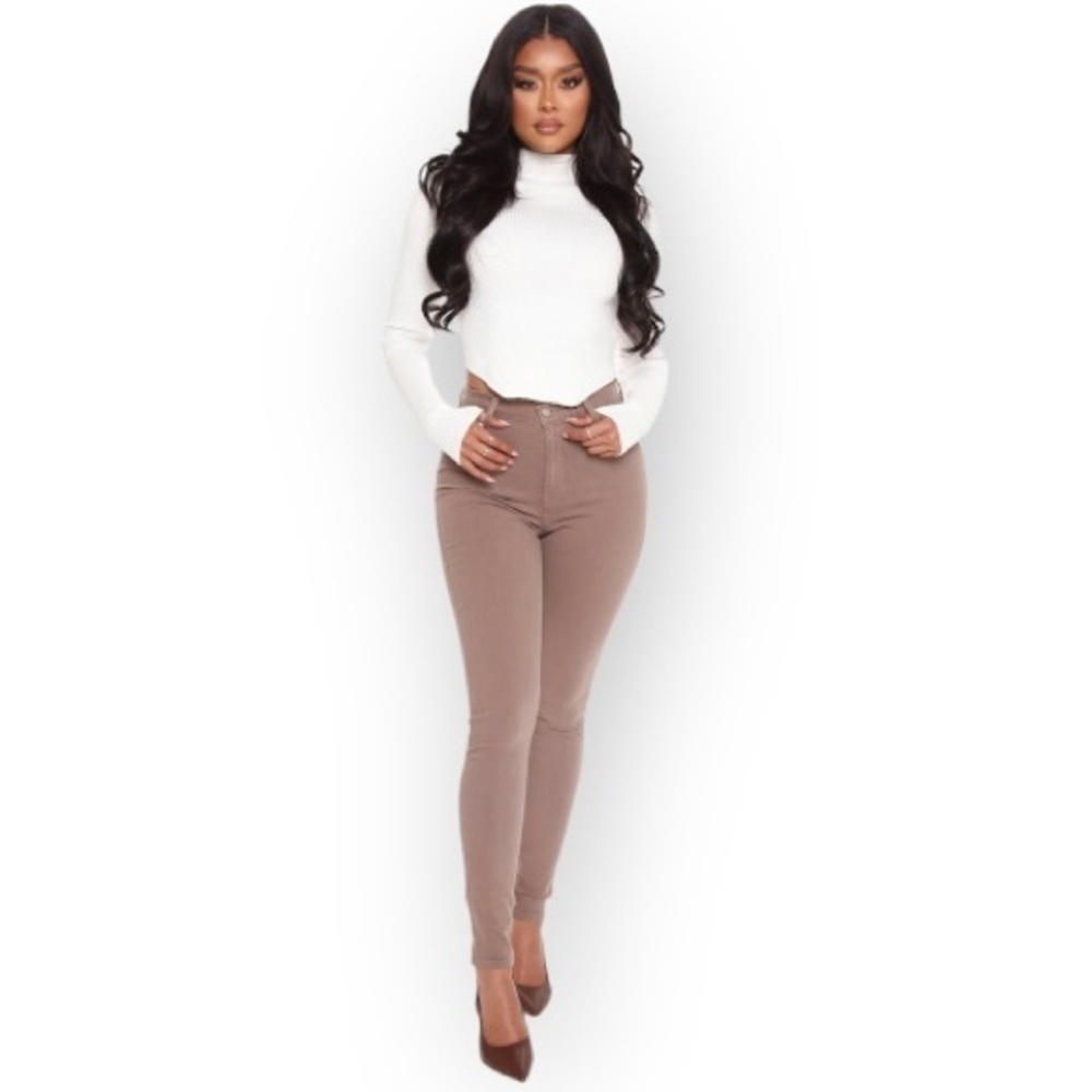 Fashion Nova NWT Santorini Super Stretch Skinny Jeans Size 1 Mocha Light Brown - Picture 10 of 10